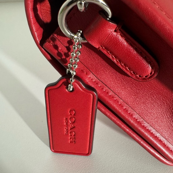 COACH Red Penny Smooth Glove Calf Leather Shoulder Crossbody Bag - Picture 10 of 14